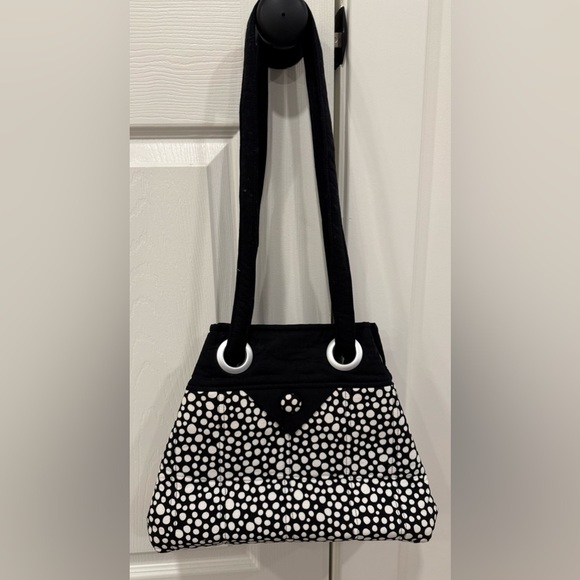 Handbags - Stylish Super Cute Black With White Polka Dot Women's Versatile Handmade Bag